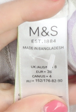Marks and Spencer Women's Multicoloured Stripe Button-Up Shirt, Size 8
