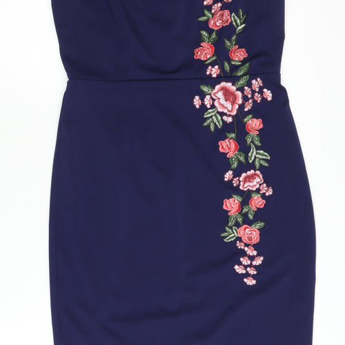 Little Mistress Women's Blue Floral Pencil Dress Size 10