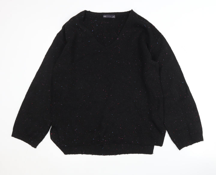 Marks and Spencer Women's Black V-Neck Pullover Jumper, Size S