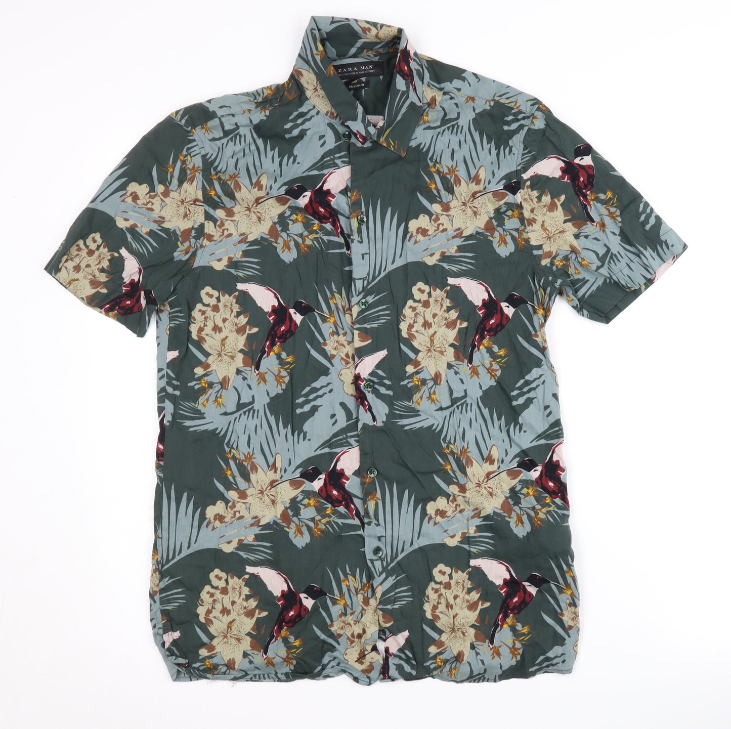Zara Men's Multicoloured Floral Shirt S