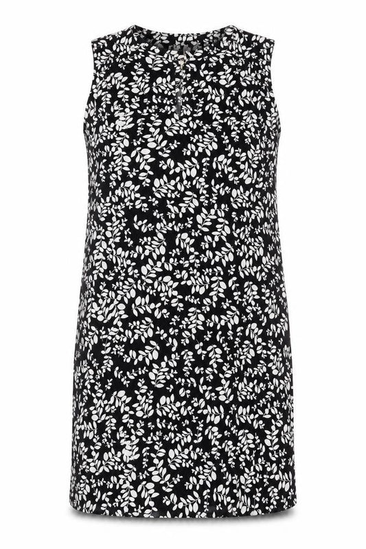 Front view of H&M Women's Black Floral Sleeveless Dress M
