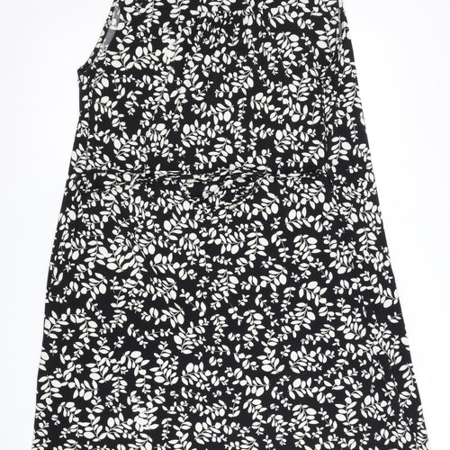 H&M Women's Black Floral Sleeveless Dress M