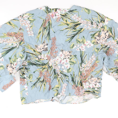 River Island Blue Floral Kimono Sleeve Top Size 12