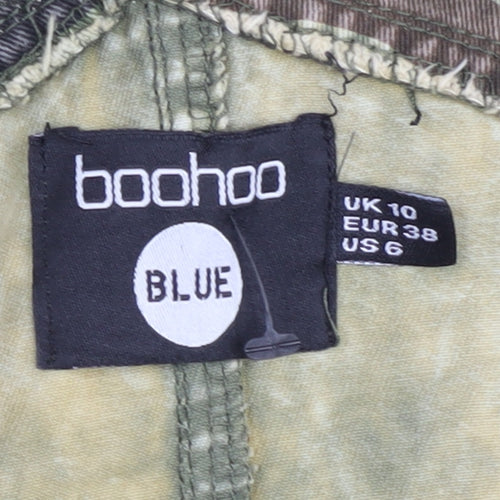 Boohoo Women's Camouflage Denim Pinafore Dress Size 10