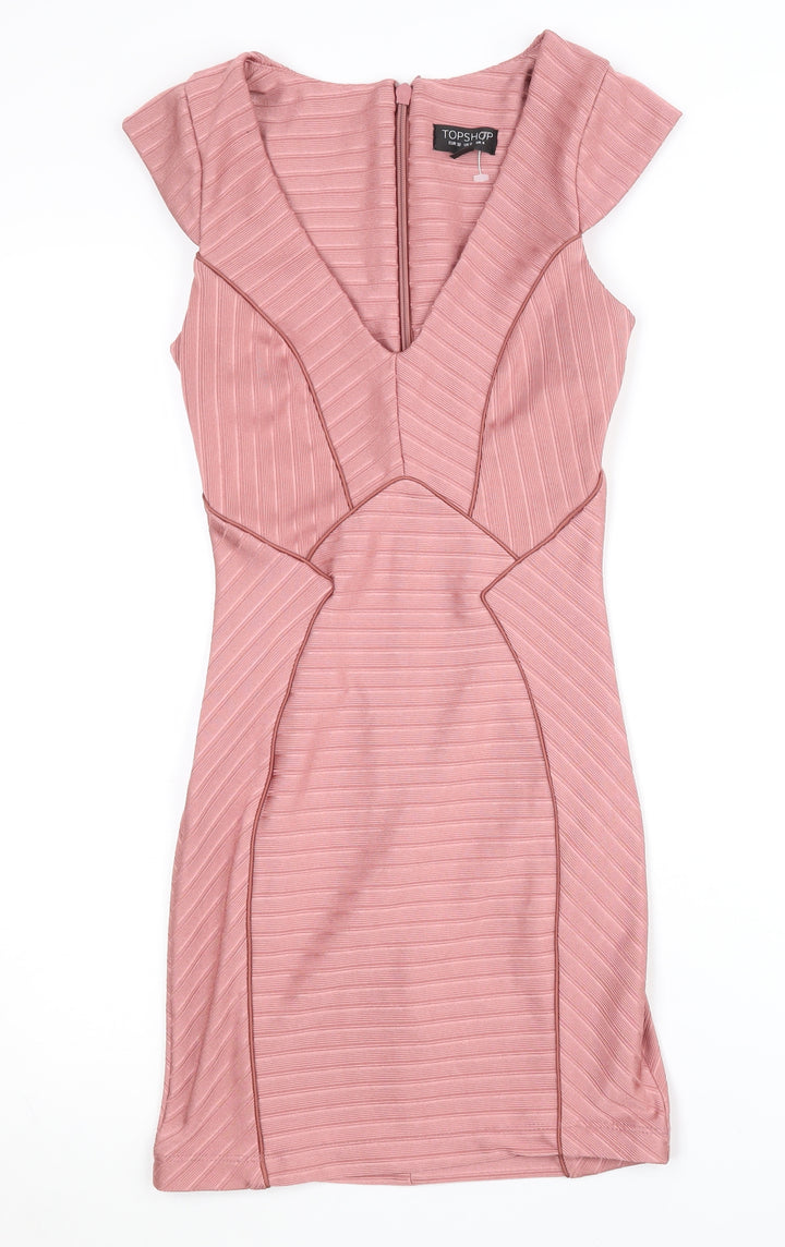 Topshop Women’s Pink Bodycon Dress - Size 4