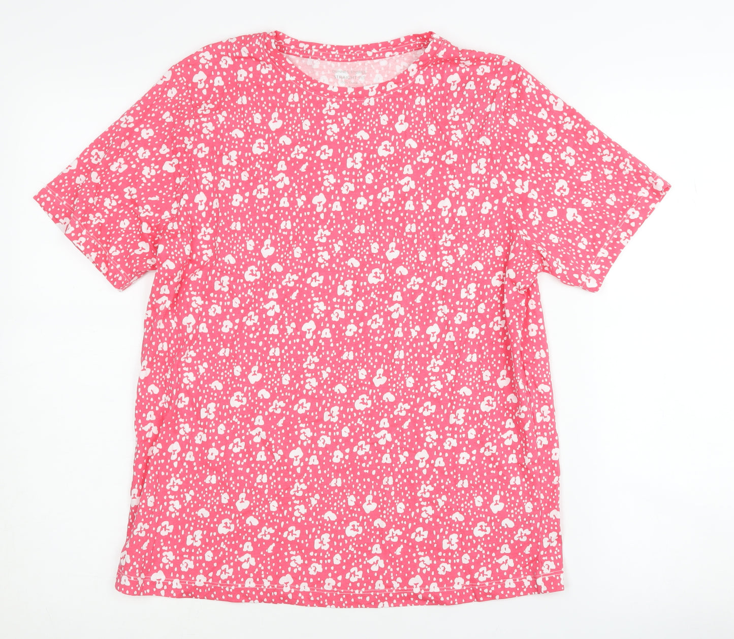 Dunnes Stores Women's Pink Floral Cotton T-Shirt, Small