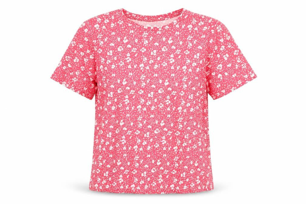 Dunnes Stores Women's Pink Floral Cotton T-Shirt, Small