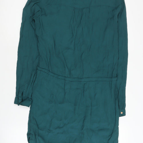 Mango Women's Green Wrap Dress, M, Long Sleeve, Viscose
