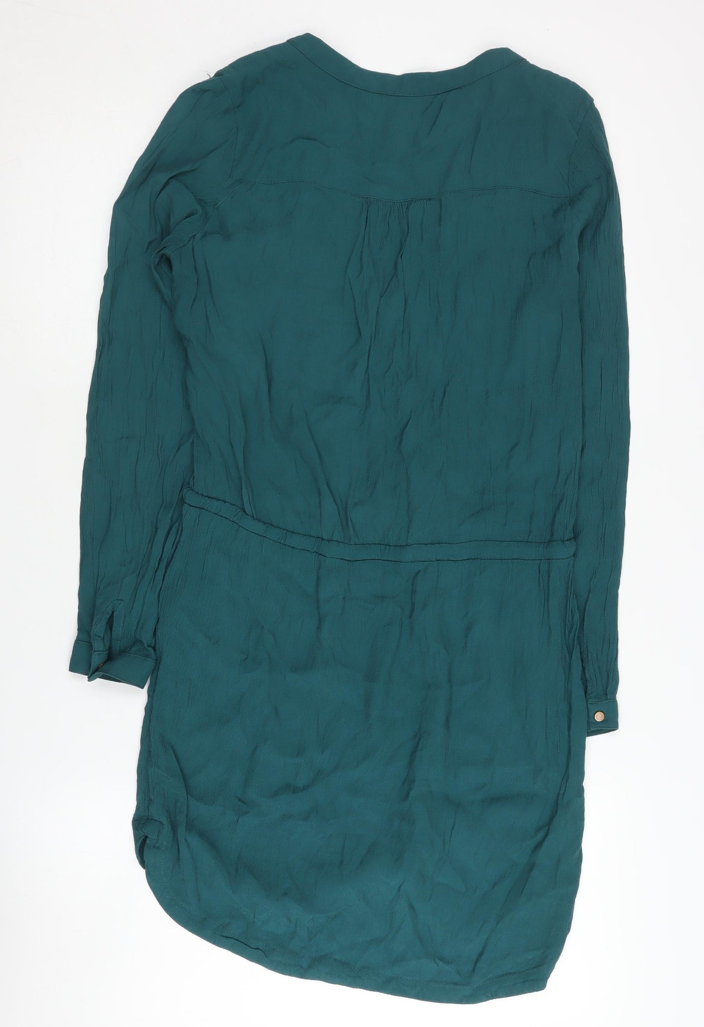 Mango Women's Green Wrap Dress, M, Long Sleeve, Viscose