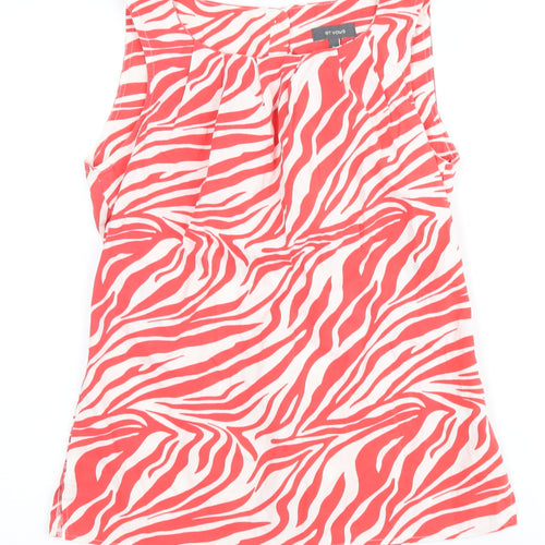 Et Vous Women's Red Zebra Print Sleeveless Blouse Size 8