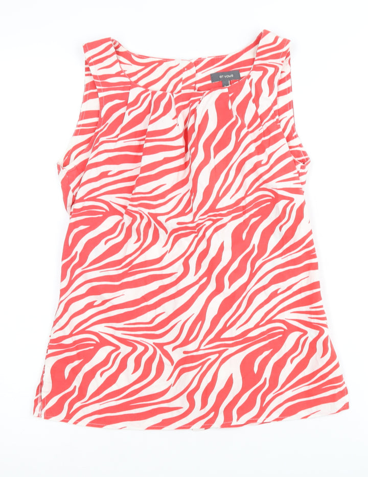 Et Vous Women's Red Zebra Print Sleeveless Blouse Size 8