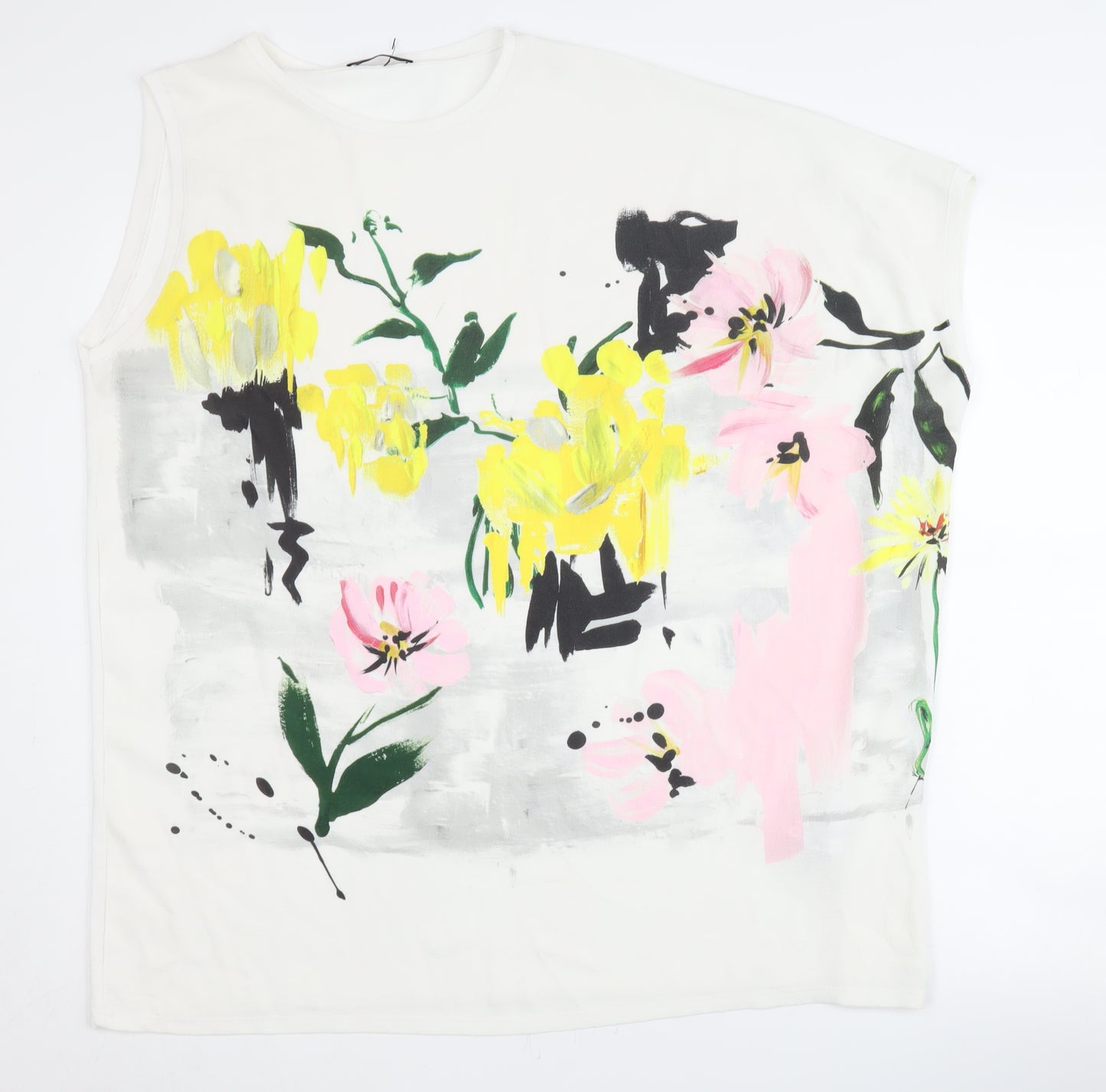 Zara Women's Multicoloured Floral Sleeveless T-Shirt M