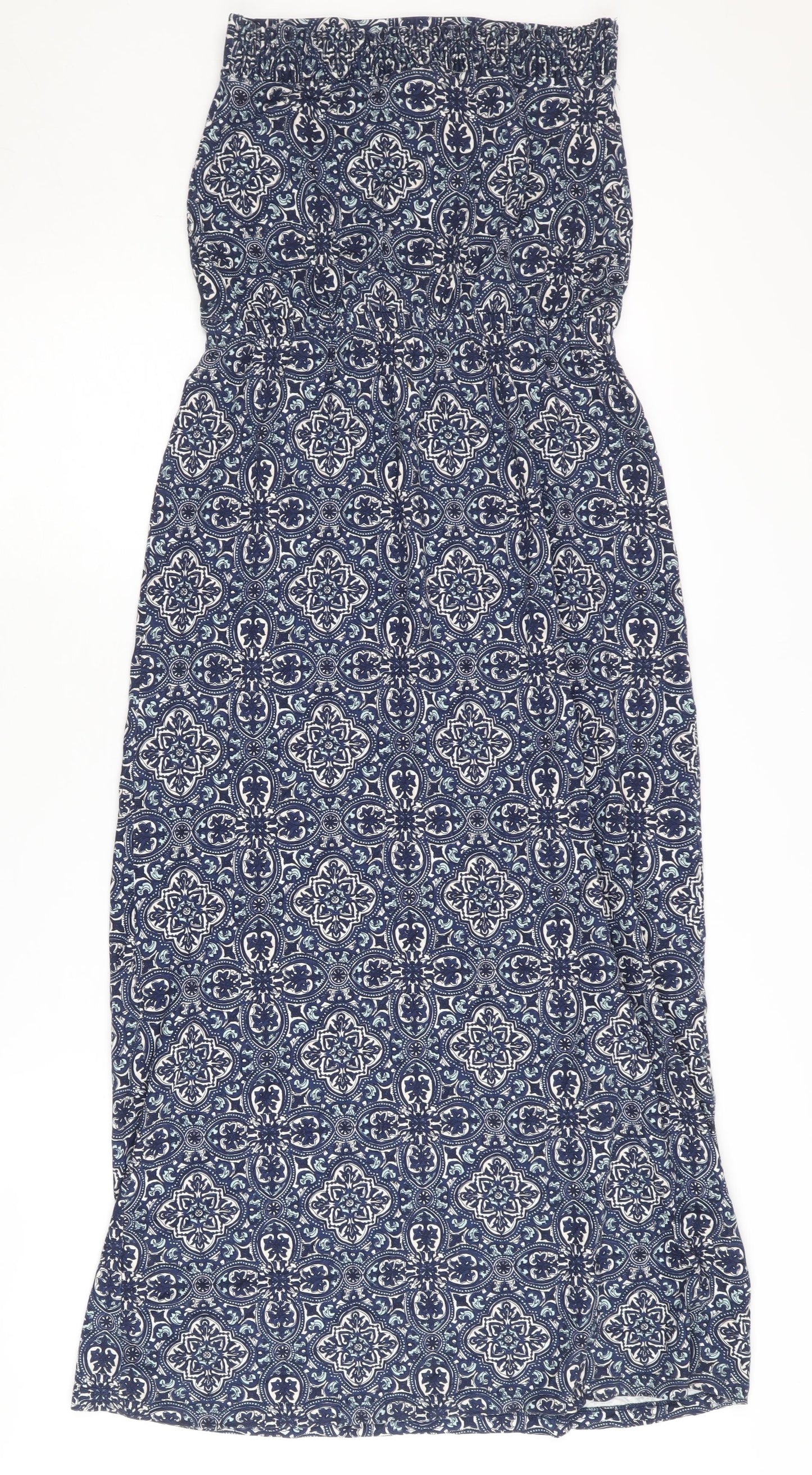 Next Women’s Blue Geometric Strapless Midi Dress
