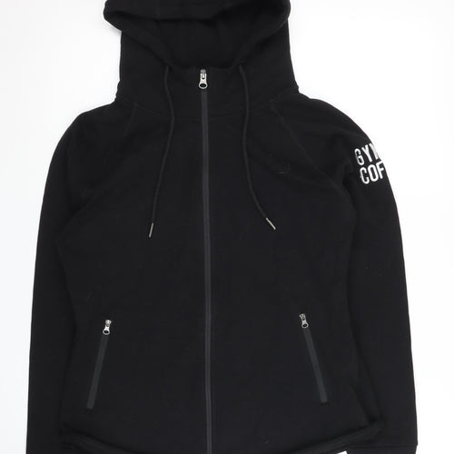 GYM+COFFEE Unisex Black Full Zip Hoodie L