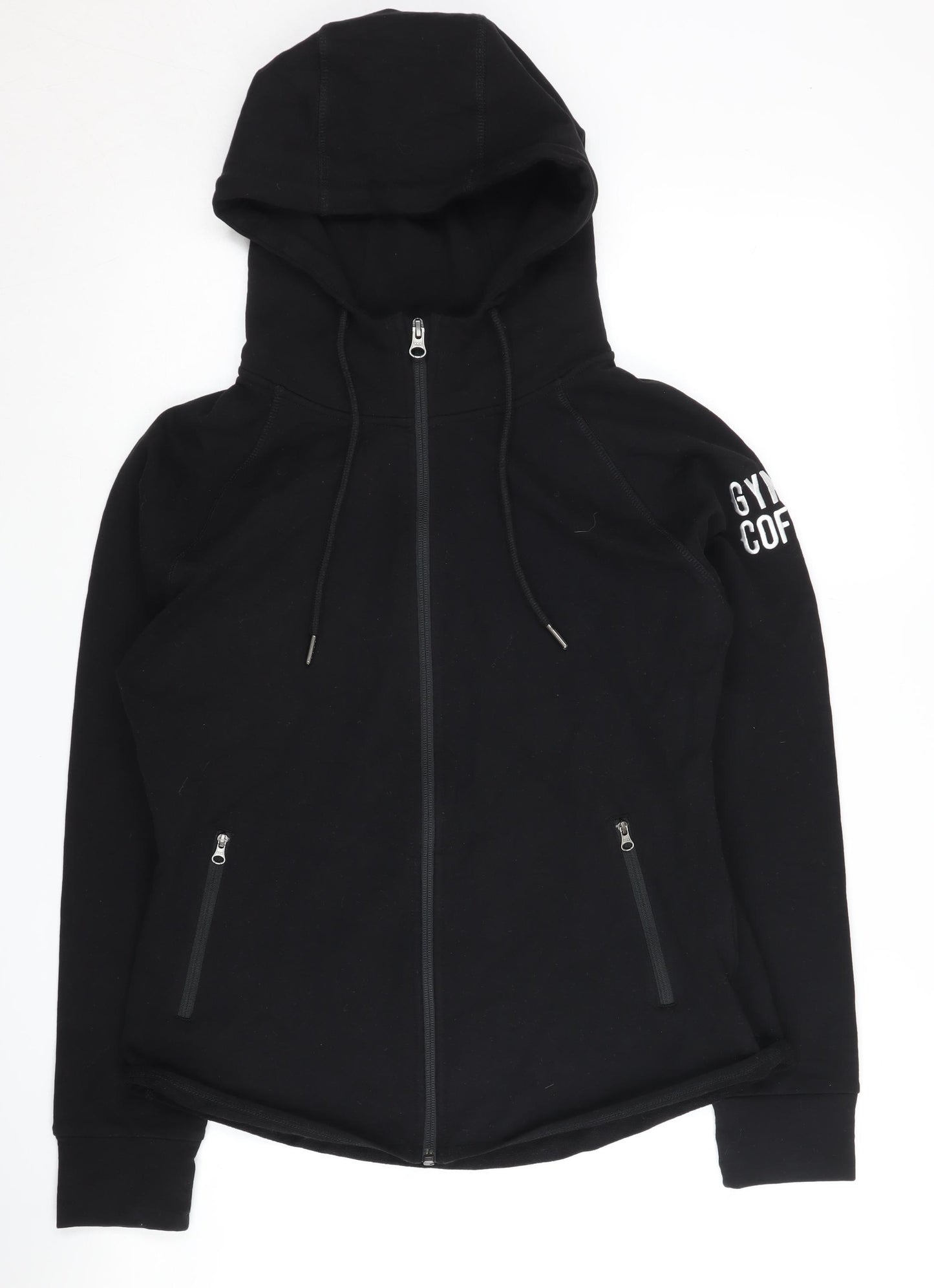 GYM+COFFEE Unisex Black Full Zip Hoodie L