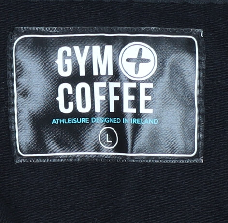 GYM+COFFEE Unisex Black Full Zip Hoodie L