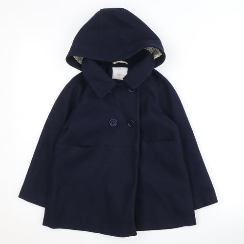 Next Girls Blue Duffle Coat 5-6 Years Hooded Winter Jacket