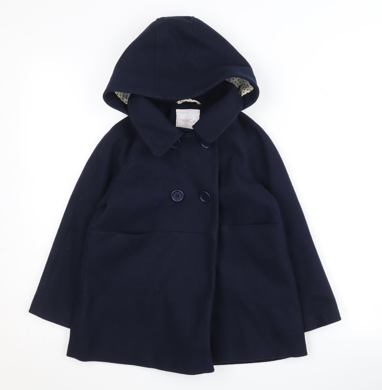 Next Girls Blue Duffle Coat 5-6 Years Hooded Winter Jacket