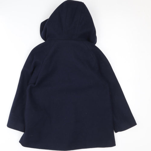 Next Girls Blue Duffle Coat 5-6 Years Hooded Winter Jacket