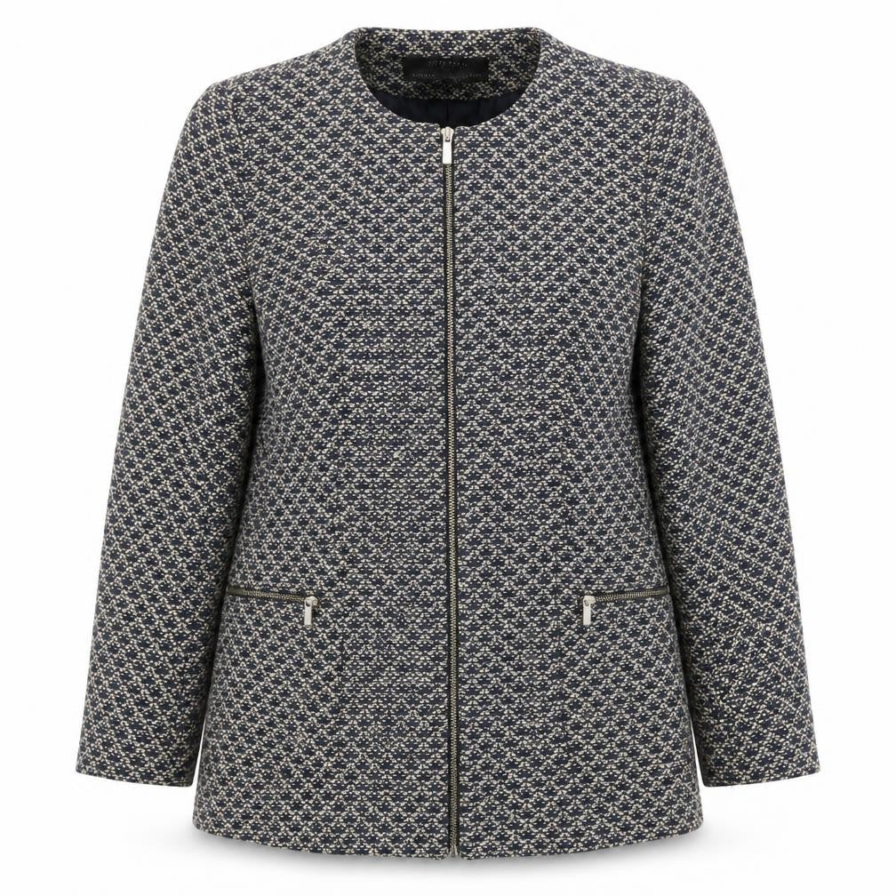 Front view of Zara Women's Geometric Patterned Coat, size L