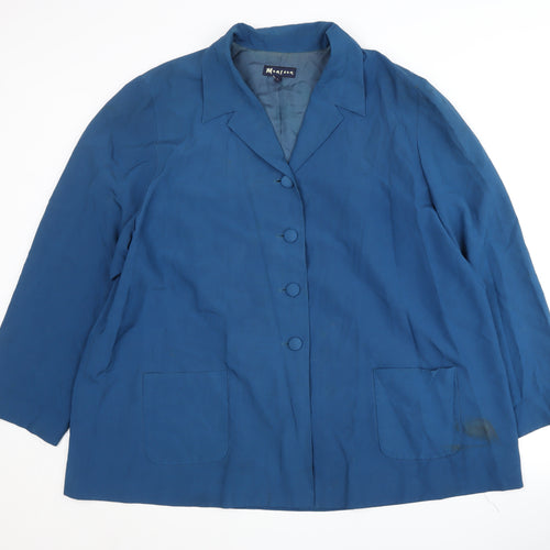 Monsoon Women's Blue Silk Button Coat, Size L