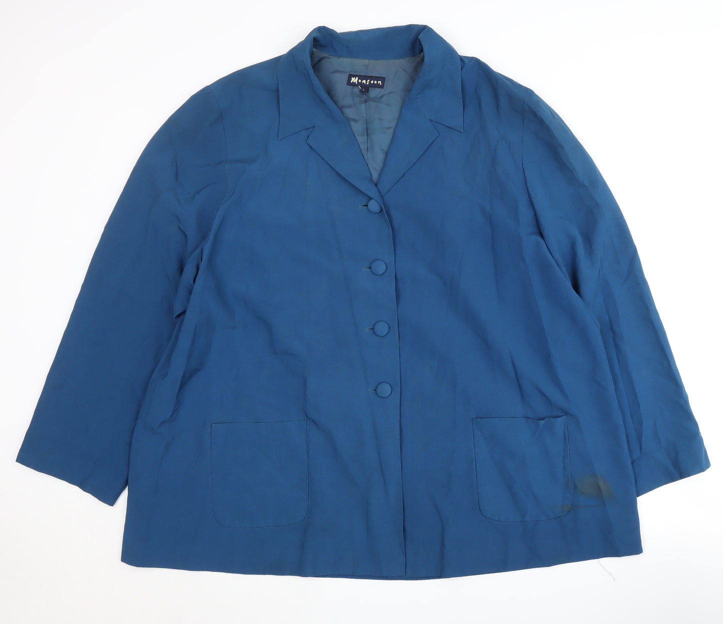 Monsoon Women's Blue Silk Button Coat, Size L