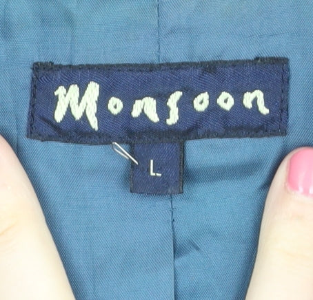 Monsoon Women's Blue Silk Button Coat, Size L