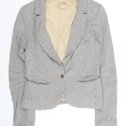 Topshop Women's Grey Houndstooth Blazer Size 8