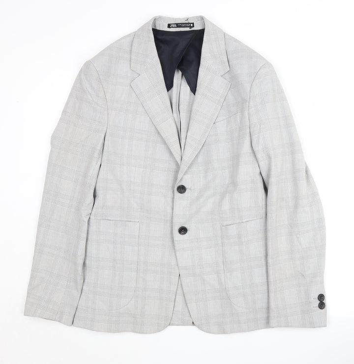 Zara Men's Grey Check Blazer - 46