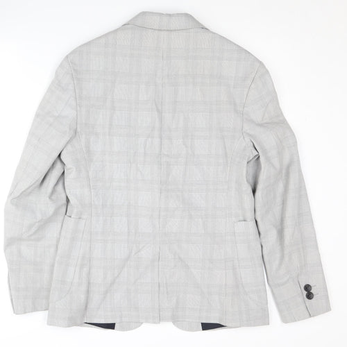 Zara Men's Grey Check Blazer - 46