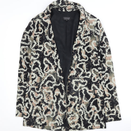 Topshop Women's Black Animal Print Blazer Size 8