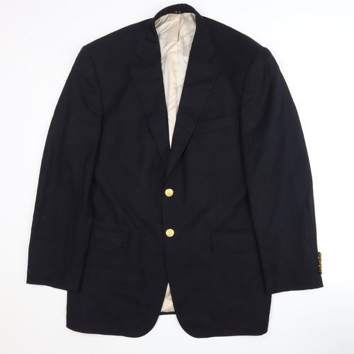 DAKS Men's Black Wool Blazer 42R Regular Fit