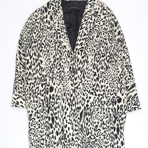 Zara Women's Animal Print Blazer, Size M, Cotton, Casual