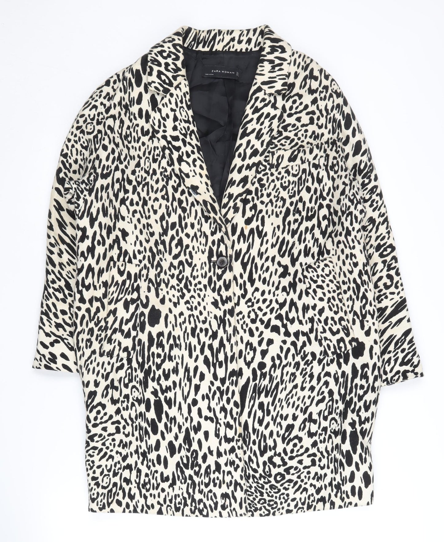 Zara Women's Animal Print Blazer, Size M, Cotton, Casual