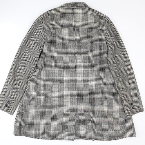 Silence + Noise Women's Grey Check Pea Coat Size S