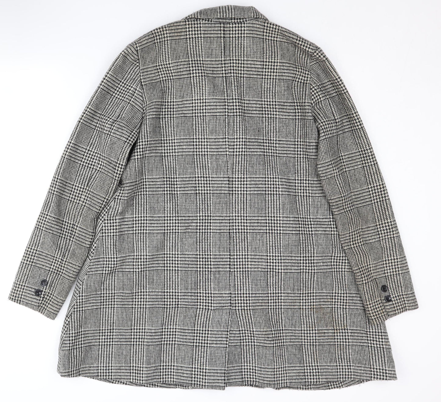 Silence + Noise Women's Grey Check Pea Coat Size S