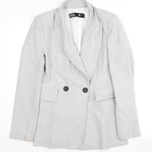 Zara Womens Grey XS Double-Breasted Blazer