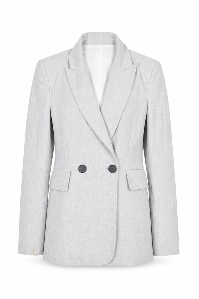 Front view of Zara women’s grey xs double-breasted blazer