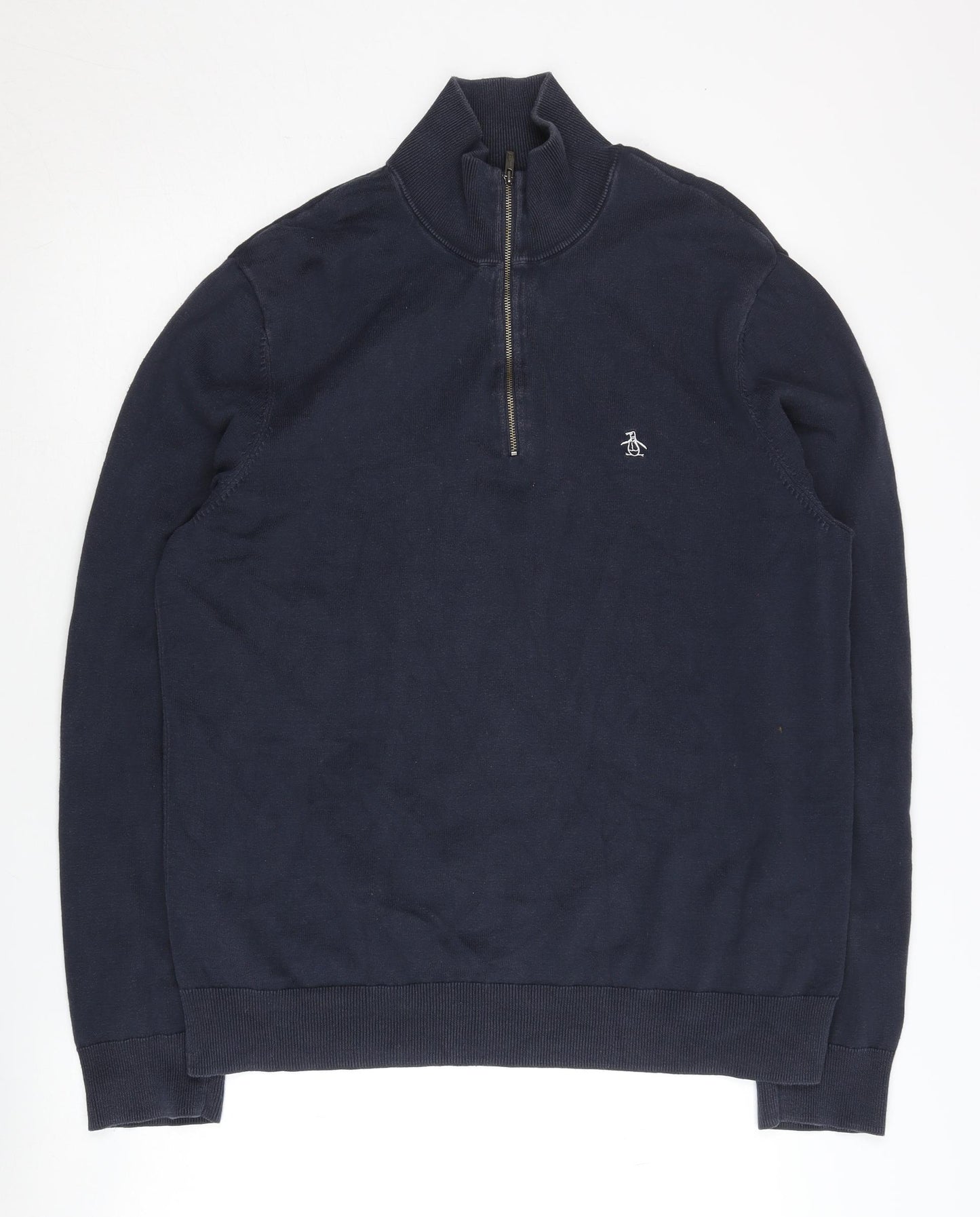 Original Penguin Men's Blue Henley Sweatshirt L