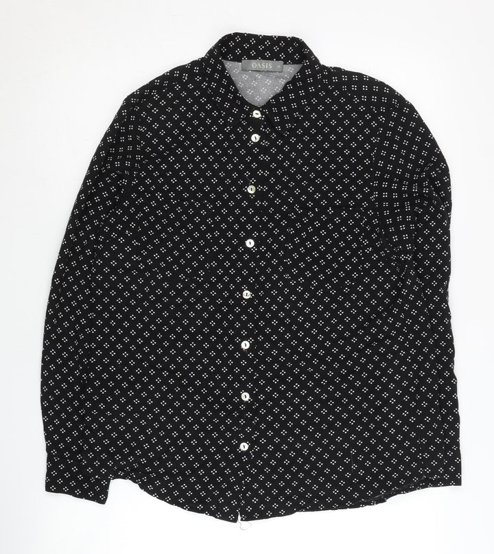 Oasis Women's Black Button-Up Shirt Size 10