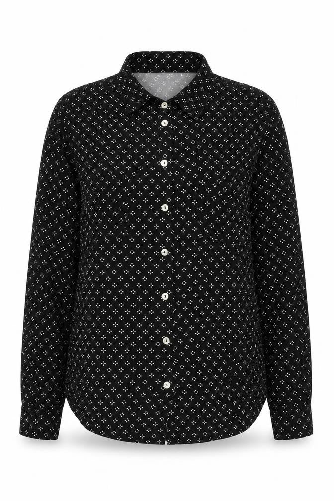 Front view of Oasis Women's Black Button-Up Shirt, size 10