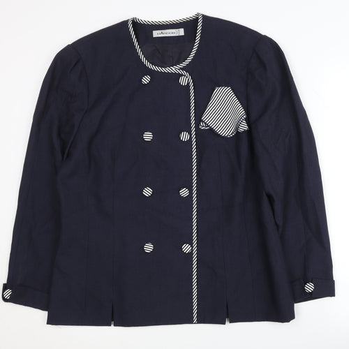 Hardob Women's Blue Double-Breasted Blazer, Size 14