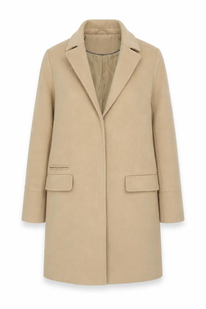 Front view of Topshop Beige Women's Overcoat, size 10