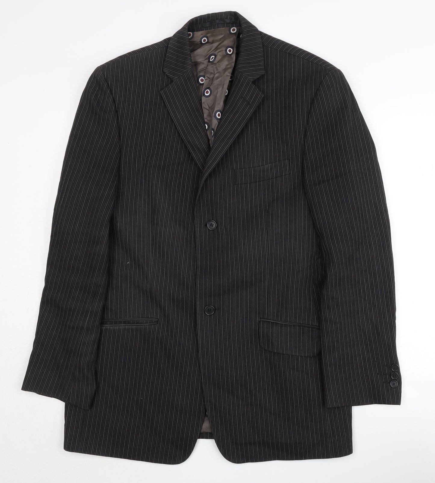 Ben Sherman Men's Black Striped Suit Jacket, Size 40R, Vintage