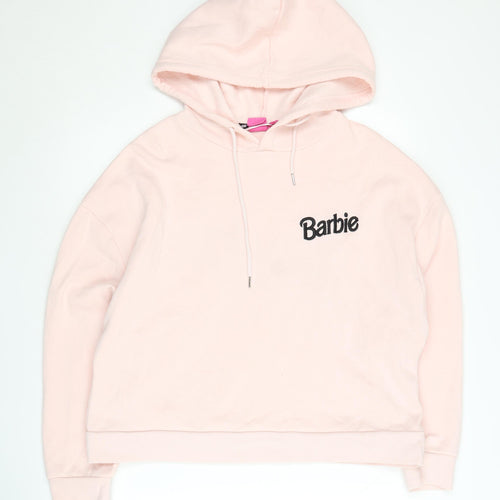 Barbie Women's Orange Pullover Sweatshirt, Size L Logo Accent