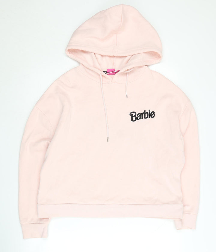 Barbie Women's Orange Pullover Sweatshirt, Size L Logo Accent