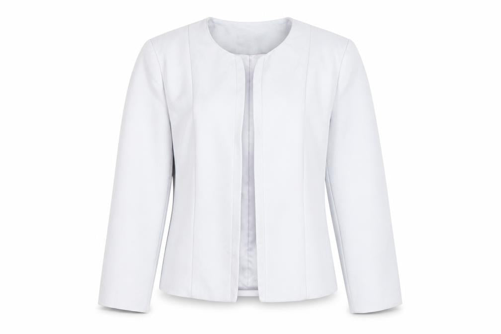 Front view of M&Co Boutique Women's White Blazer, size 12