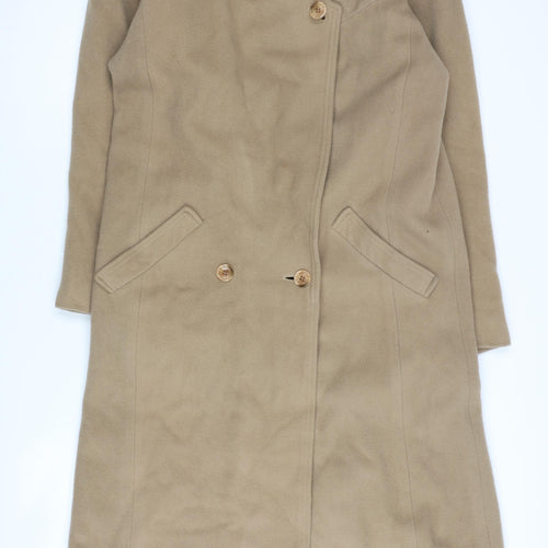 Wallis Women's Beige Wool Cashmere Petite Overcoat Size 10