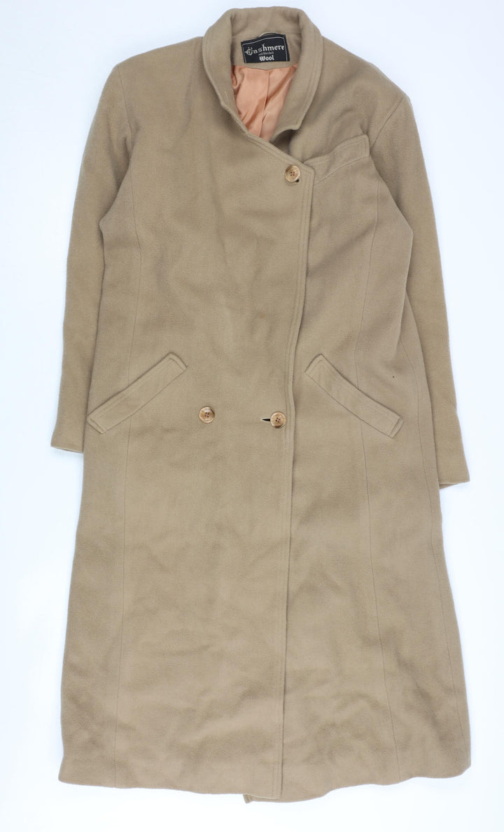 Wallis Women's Beige Wool Cashmere Petite Overcoat Size 10