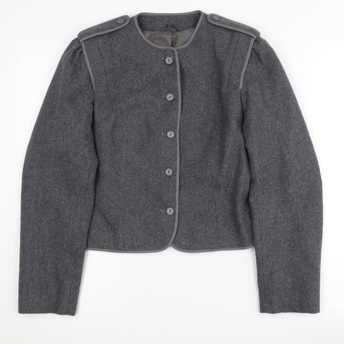 C&A Women's Grey Blazer, Size 12, Wool Blend, Five-Button